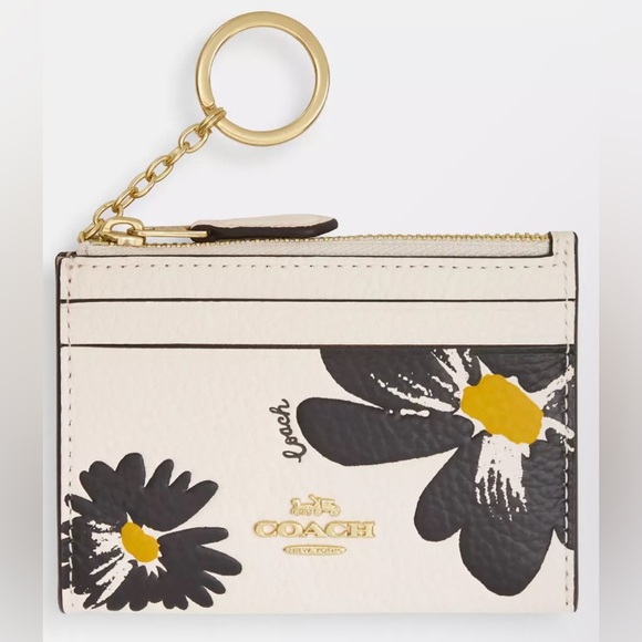 Coach gorgeous, NWT, Floral ID card case with split key ring in Gold/Chalk Multi - Picture 10 of 12